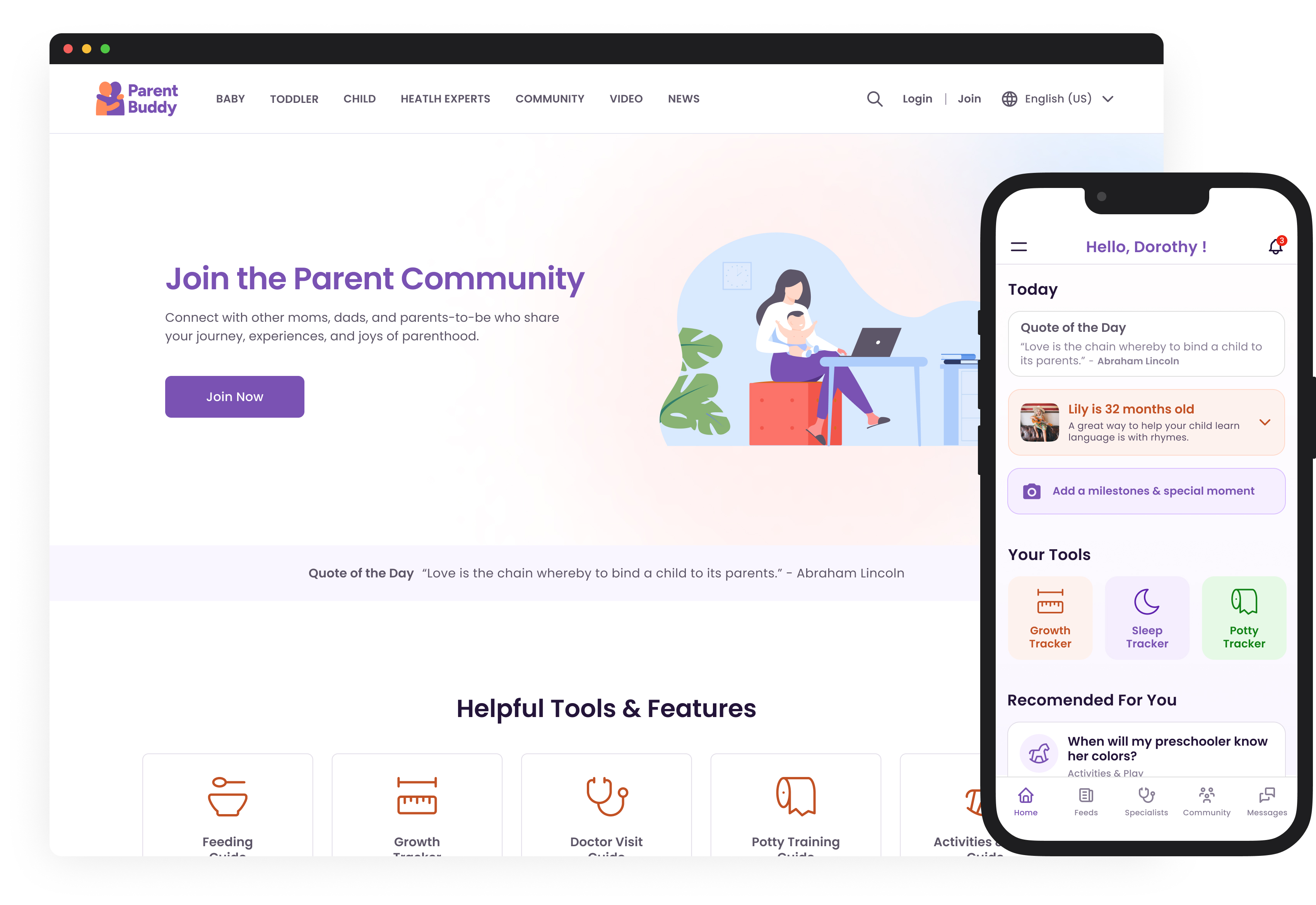 Parenting App and Responsive Website