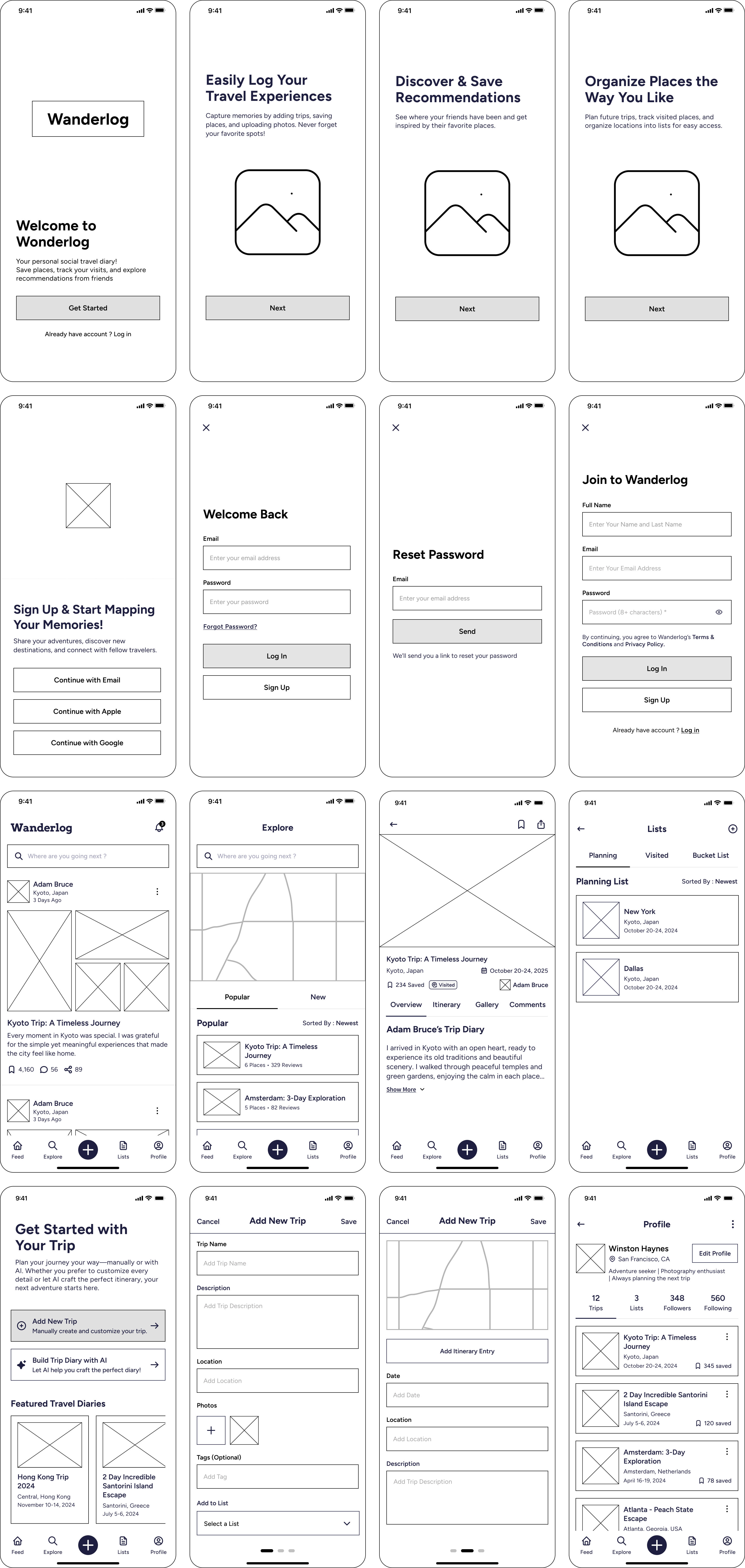 Low-Fidelity Wireframes